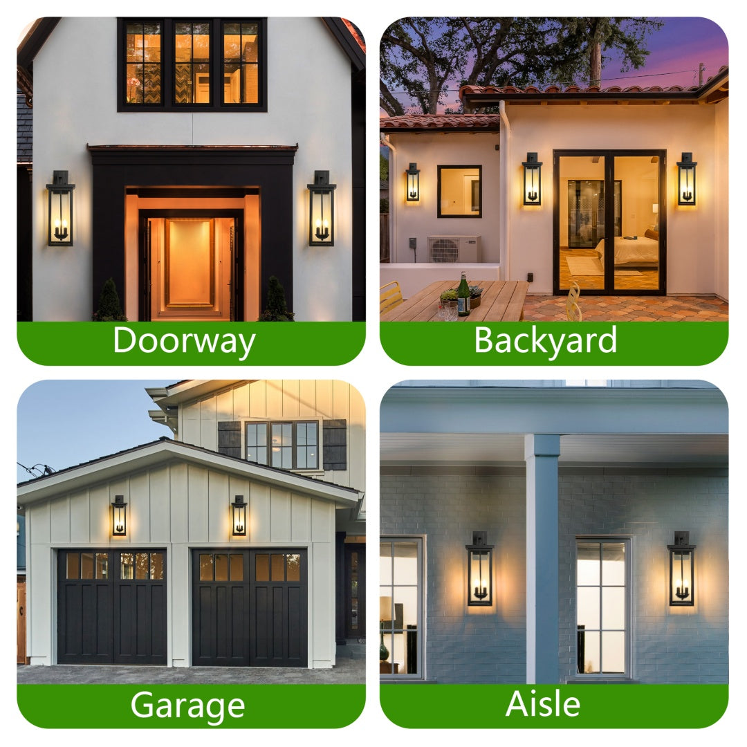 Outdoor Wall Lantern with Dusk to Dawn Sensor - Matte Black