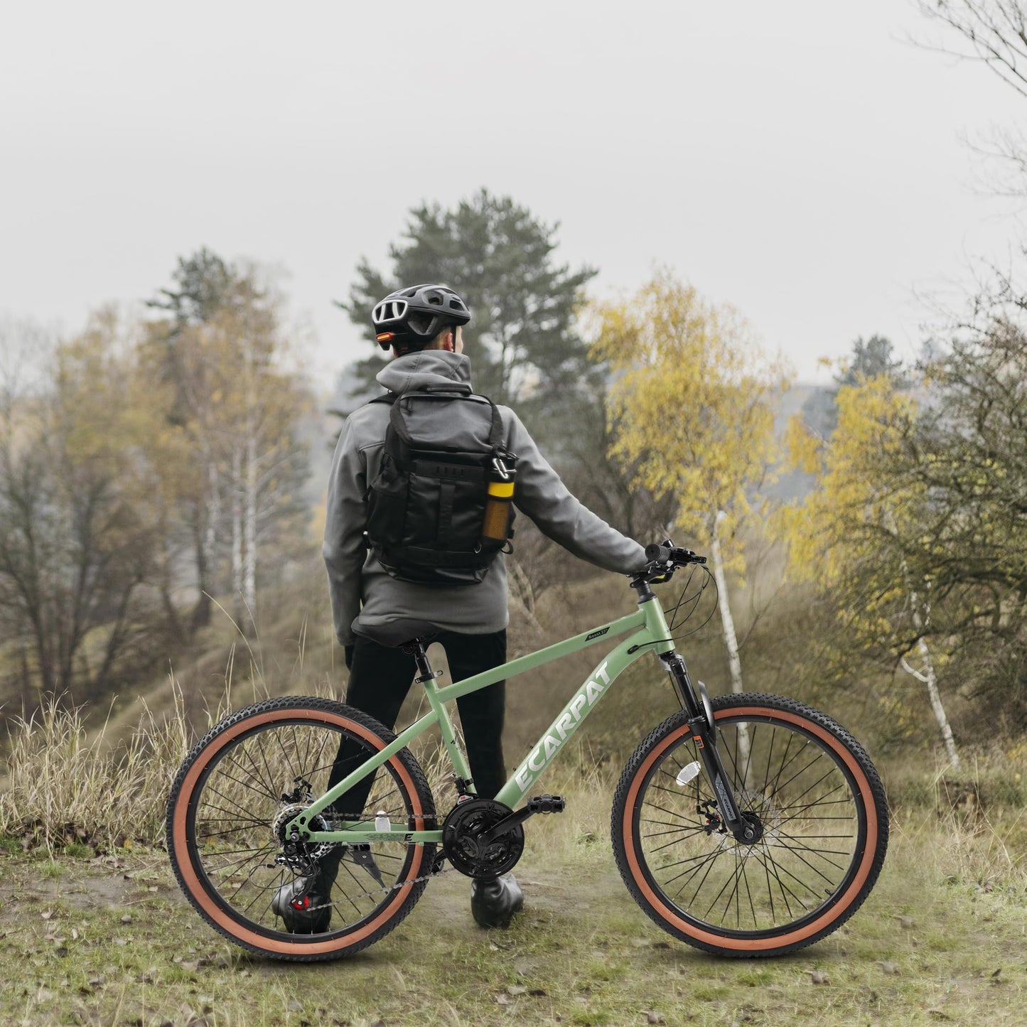 24 Inch Mountain Bike for Teenagers - High Carbon Steel Frame, Disc Brakes, Green