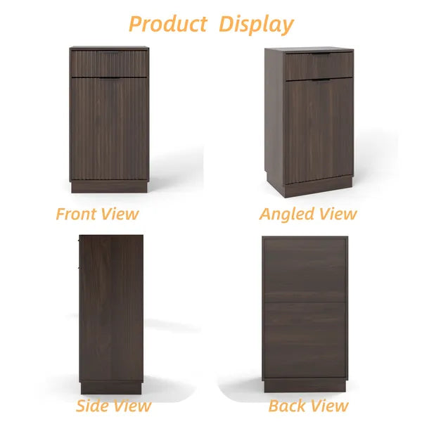 10-Gallon Wooden Tilt-Out Trash Can Cabinet with Pull-Out Bin for Kitchen & Bathroom