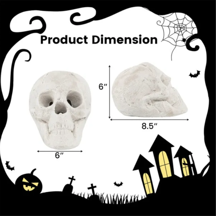 Realistic Human Skull Fire Pit Decoration - Halloween Decor