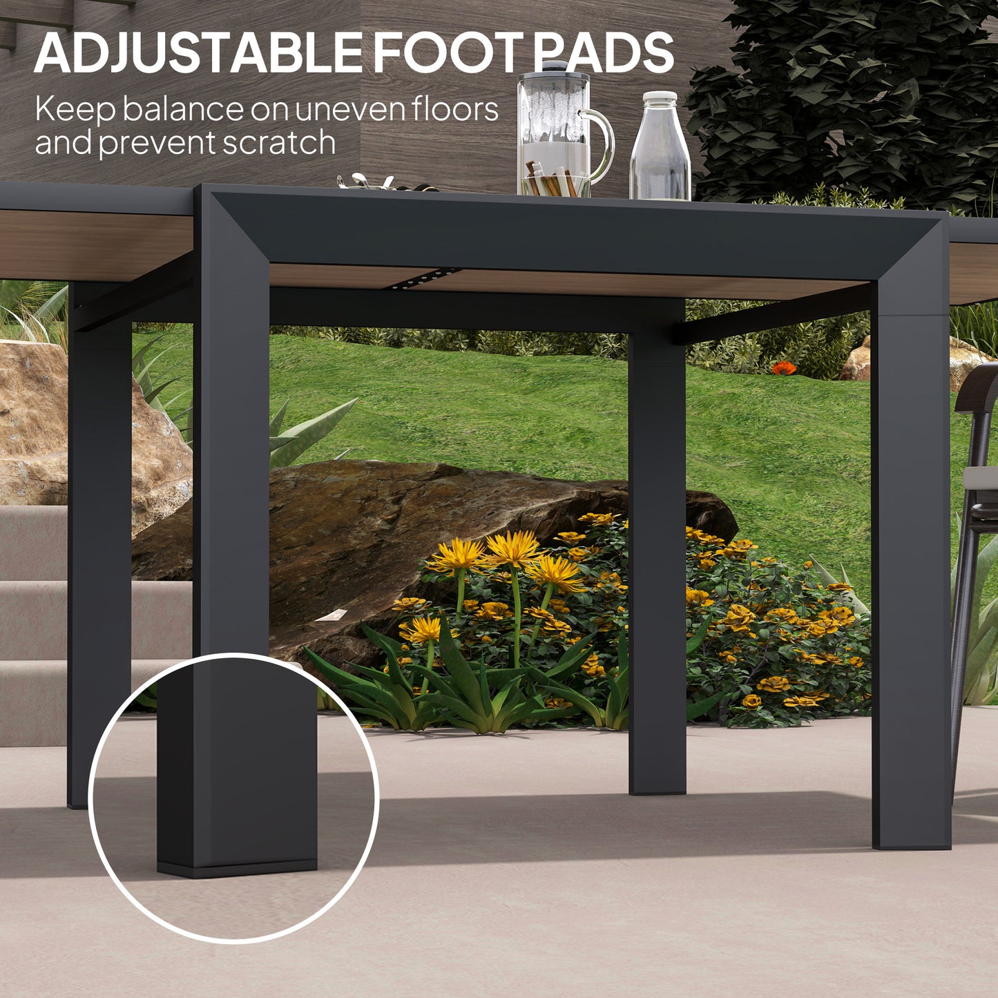 Expandable Outdoor Dining Table for 4-6 People - Natural Wood
