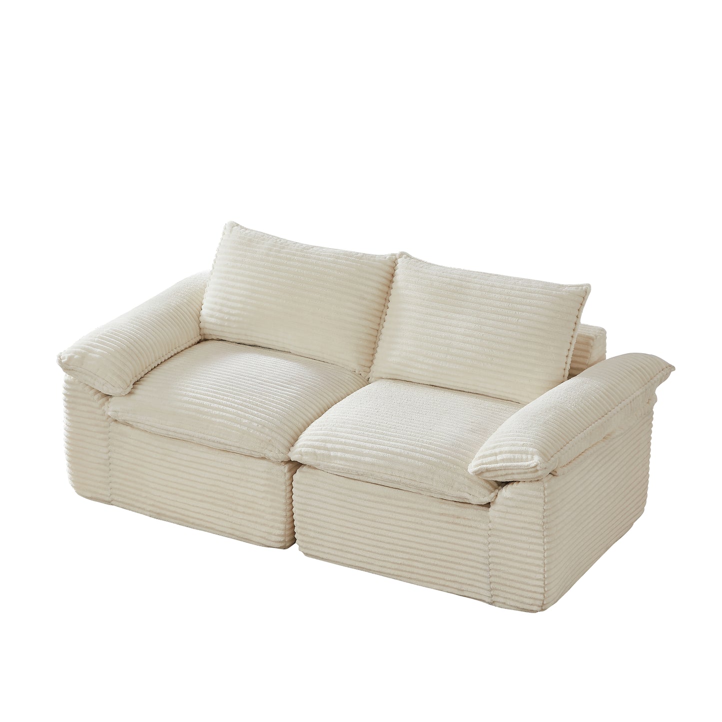 Modern White Corduroy Cloud Sofa - Comfortable & Stylish