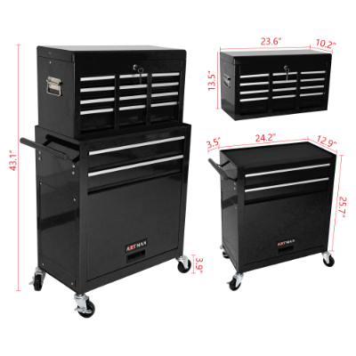 High Capacity Rolling Tool Chest with 8 Drawers and Lockable Storage