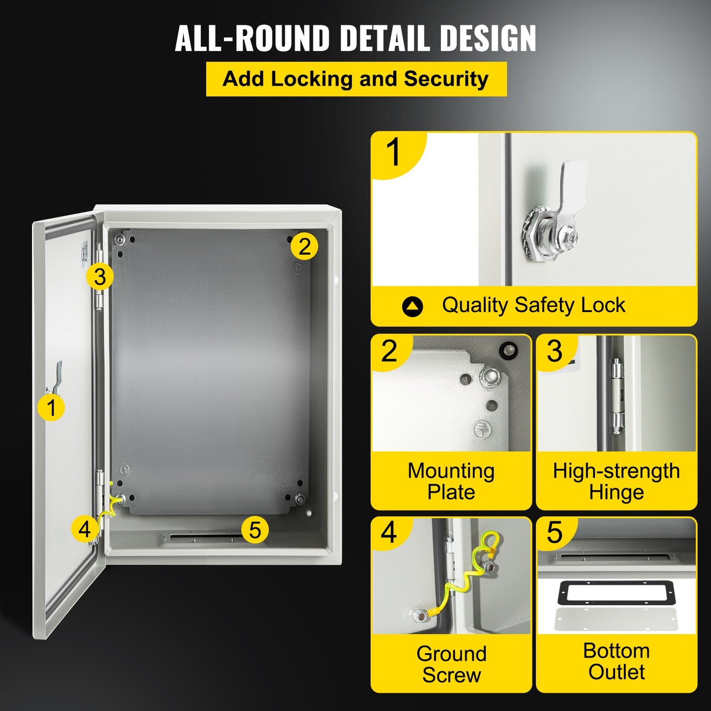 12X8X6 Inch NEMA Steel Electrical Enclosure Box Waterproof Dustproof IP66 Outdoor Indoor