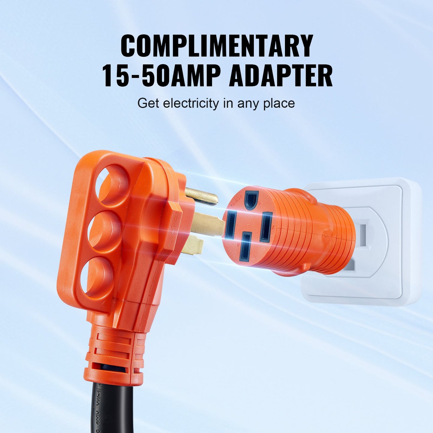 50 Ft RV Extension Cord 50 Amp Heavy Duty Power Cable NEMA 14-50R Female Plug - Orange