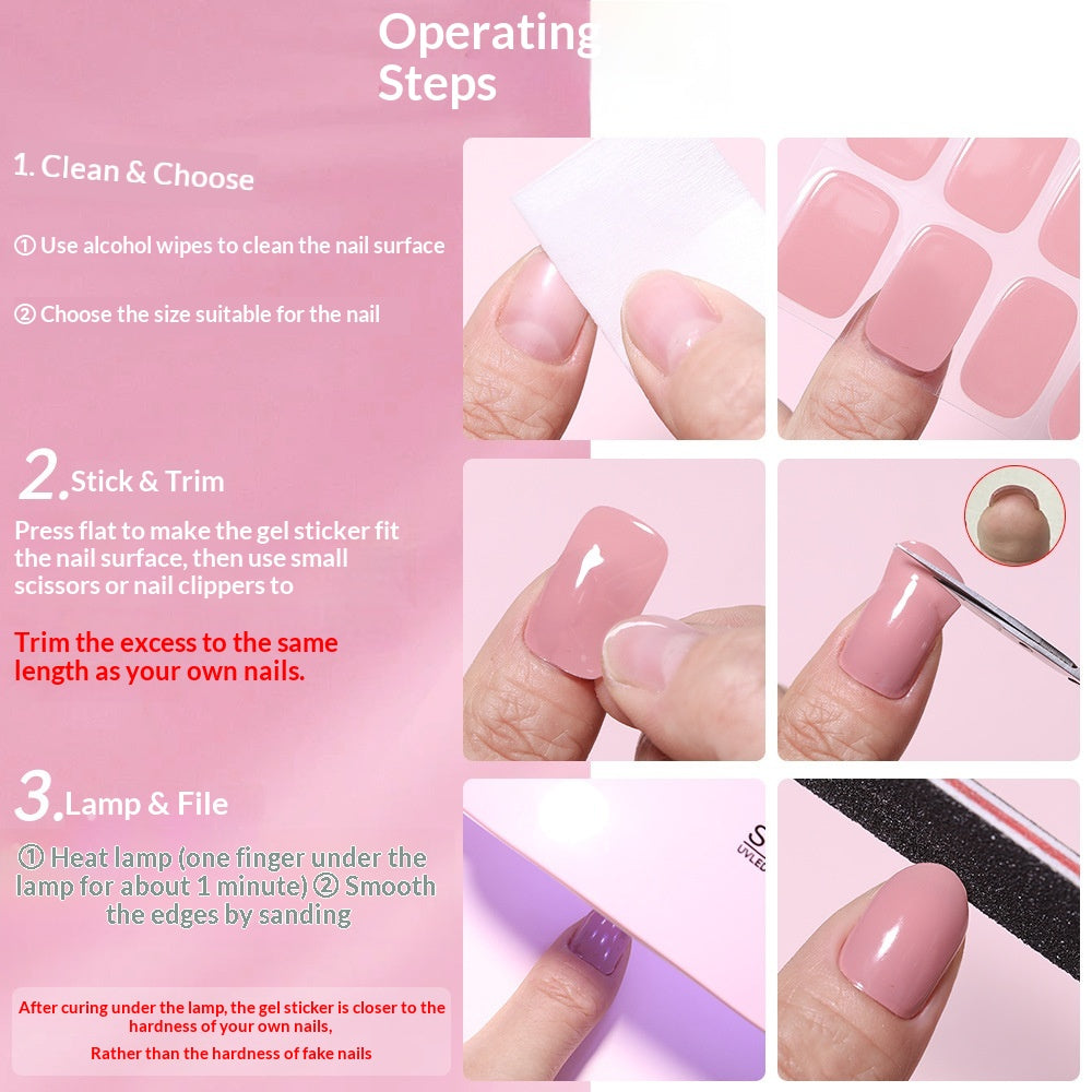 Waterproof Glitter Gel Nail Stickers Long-Lasting UV-Cured Nail Art