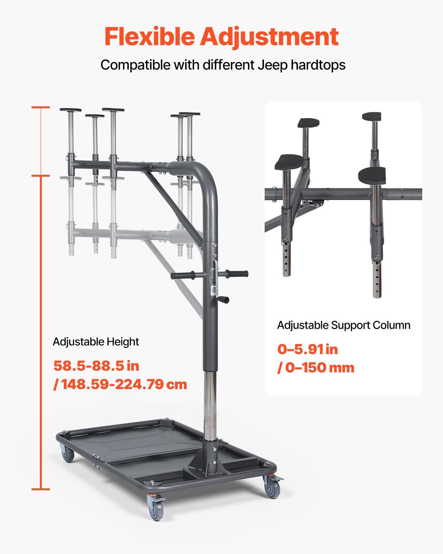 Jeep Hard Top Removal Lift 220 Lb Adjustable One-Person Storage System Black