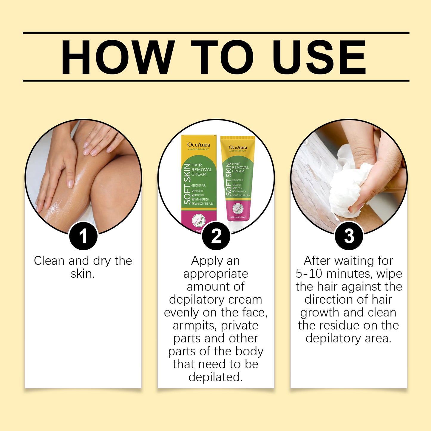 Gentle Soothing Hair Removal Cream for Face and Body - Multiple Sizes