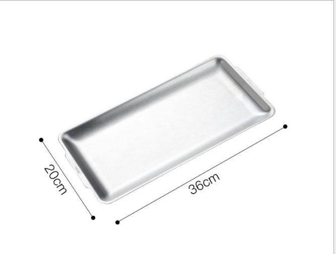 Stainless Steel Rectangular Plate for Korean Barbecue & Food Storage, Durable Tray