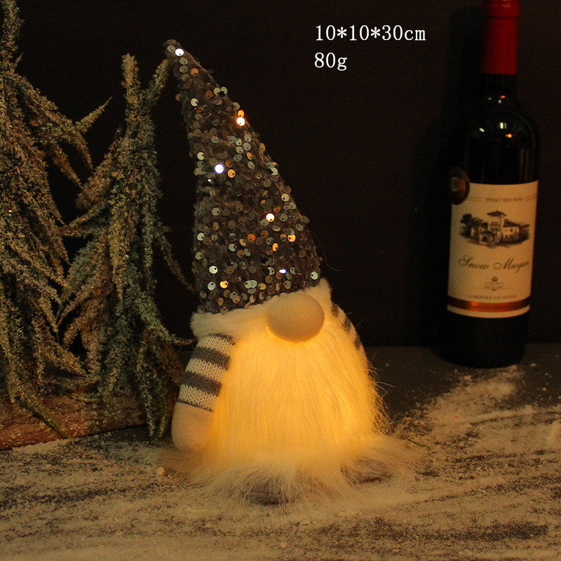 Christmas Decoration Sequins with Lights - Rudolph Doll Ornaments Set