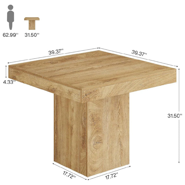 Square Dining Table - Natural Wood Finish, 39" x 39"