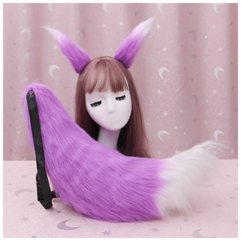 Cute Plush Fox Ear Headband with Tail for Parties and Photos - Multiple Colors