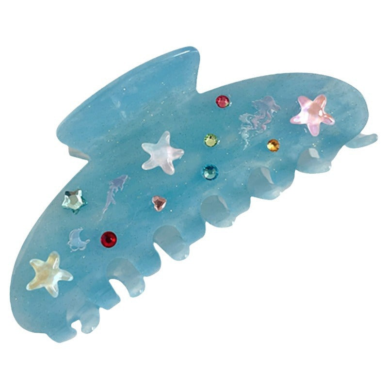 Blue Acetic Acid Hair Clip - Retro Grip Claw Clip