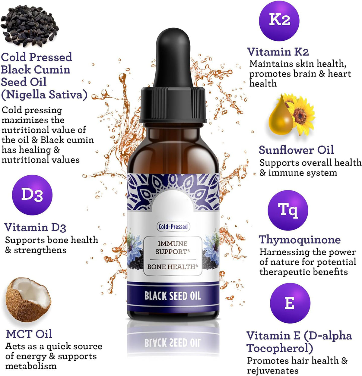 Black Seed Oil Drops - 60ml Liquid Supplement