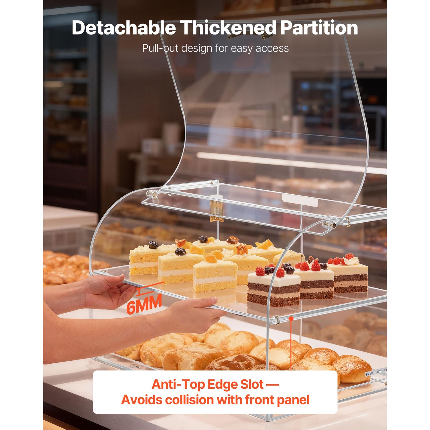 2-Tier Commercial Bakery Display Case - Clear Acrylic Pastry & Cake Counter for Kitchen & Party