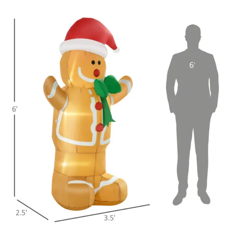 Inflatable Christmas Snowman with LED Lights - 72"