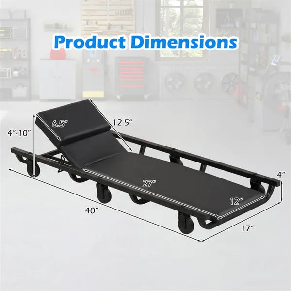 Adjustable Mechanic Rolling Creeper with Padded Cushion