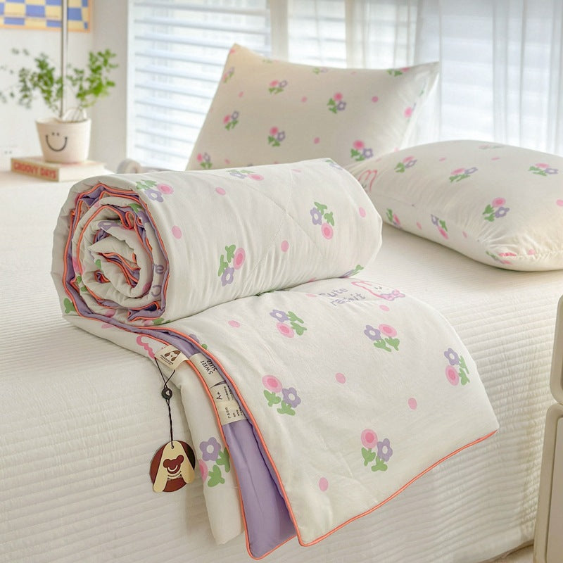 Summer Quilt with Soybean Fiber and Cotton Washable Bedding Set
