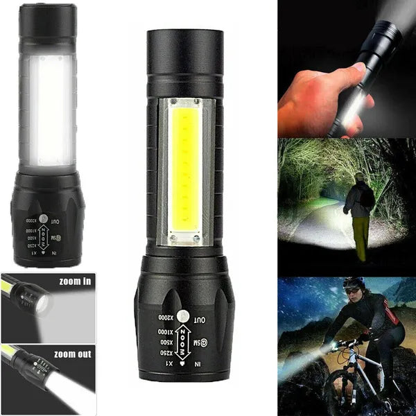 Mini LED Headlamp & Flashlight with COB & USB Rechargeable Battery