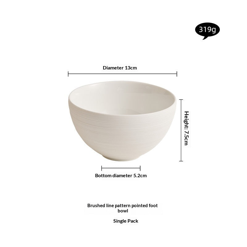 Minimalist Textured White Ceramic Rice Bowl - 4.5 & 5 Inch Options