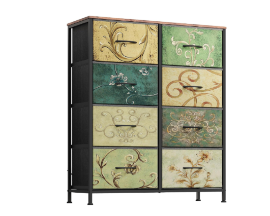 Sturdy Bedside Table with Movable Fabric Box - Large Storage