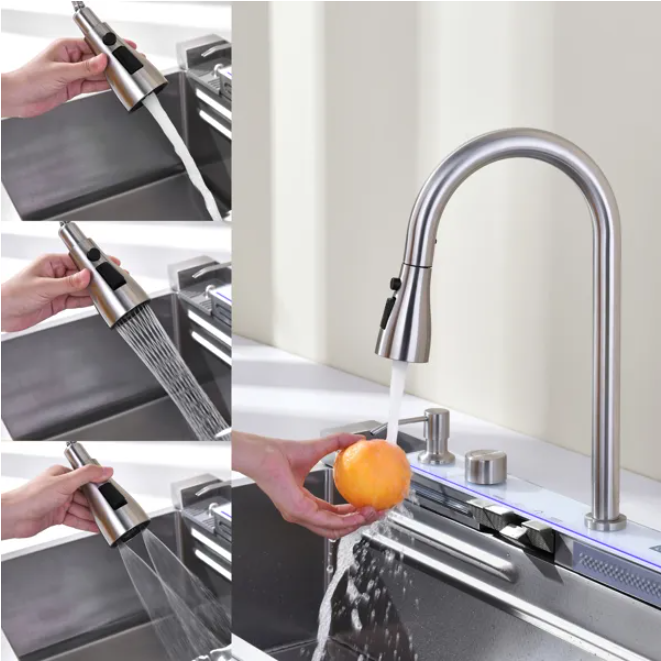 304 Stainless Steel Pull-Out Vegetable Sink - Whale Waterfall Design