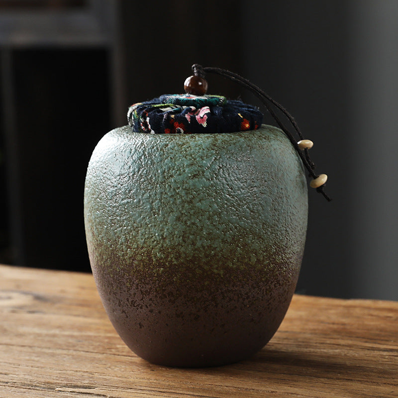 Coarse Ceramic Tea Caddy Airtight Canister for Pu-erh Tea Kitchen Storage