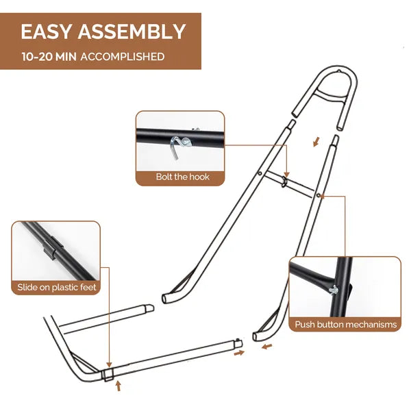 Double-Barrel Hammock Stand Only, Heavy Duty Iron Frame For All