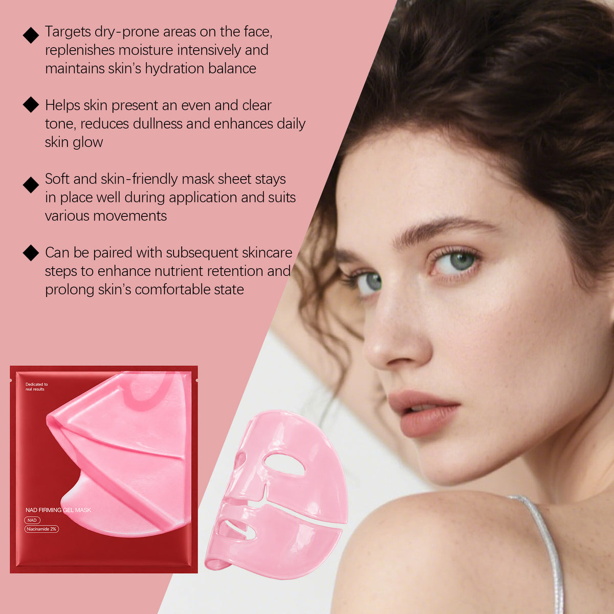 Facial Sheet Gel Mask 1pc Hydrating Collagen Niacinamide Skincare