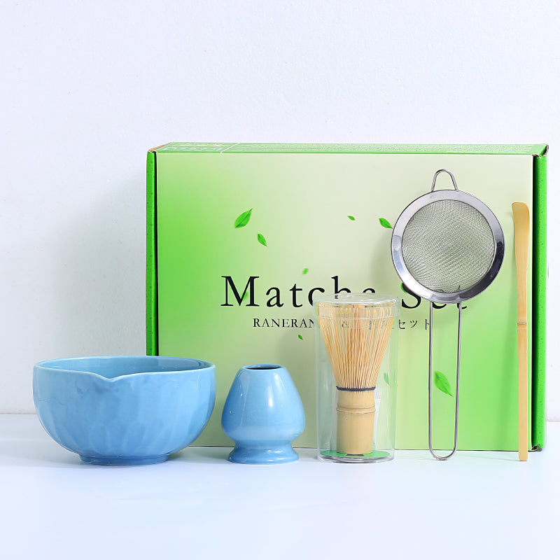 Japanese Tea Ceremony Set with Matcha Bowls & Whisks - Multiple Colors