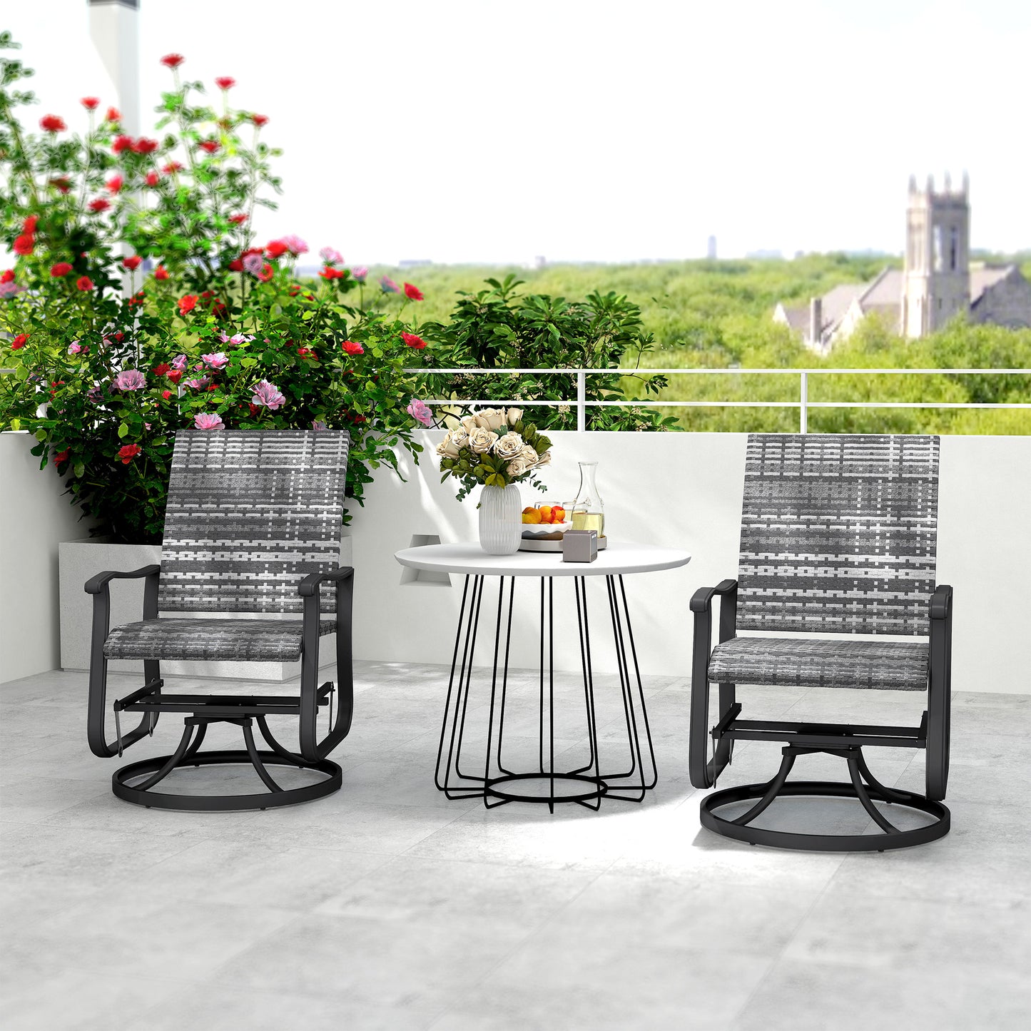 Wicker Rattan Outdoor Glider Chair Set of 2 - Gray