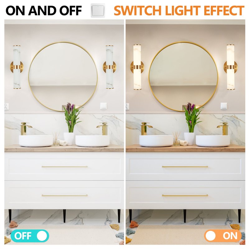 Gold Resin Wall Sconce Set of 2 Modern Vertical Indoor Lighting Fixture