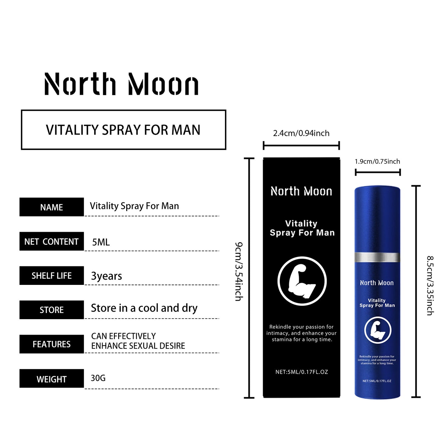 Men Vitality Intimate Spray - Herbal Formula with Ginseng & Maca Root