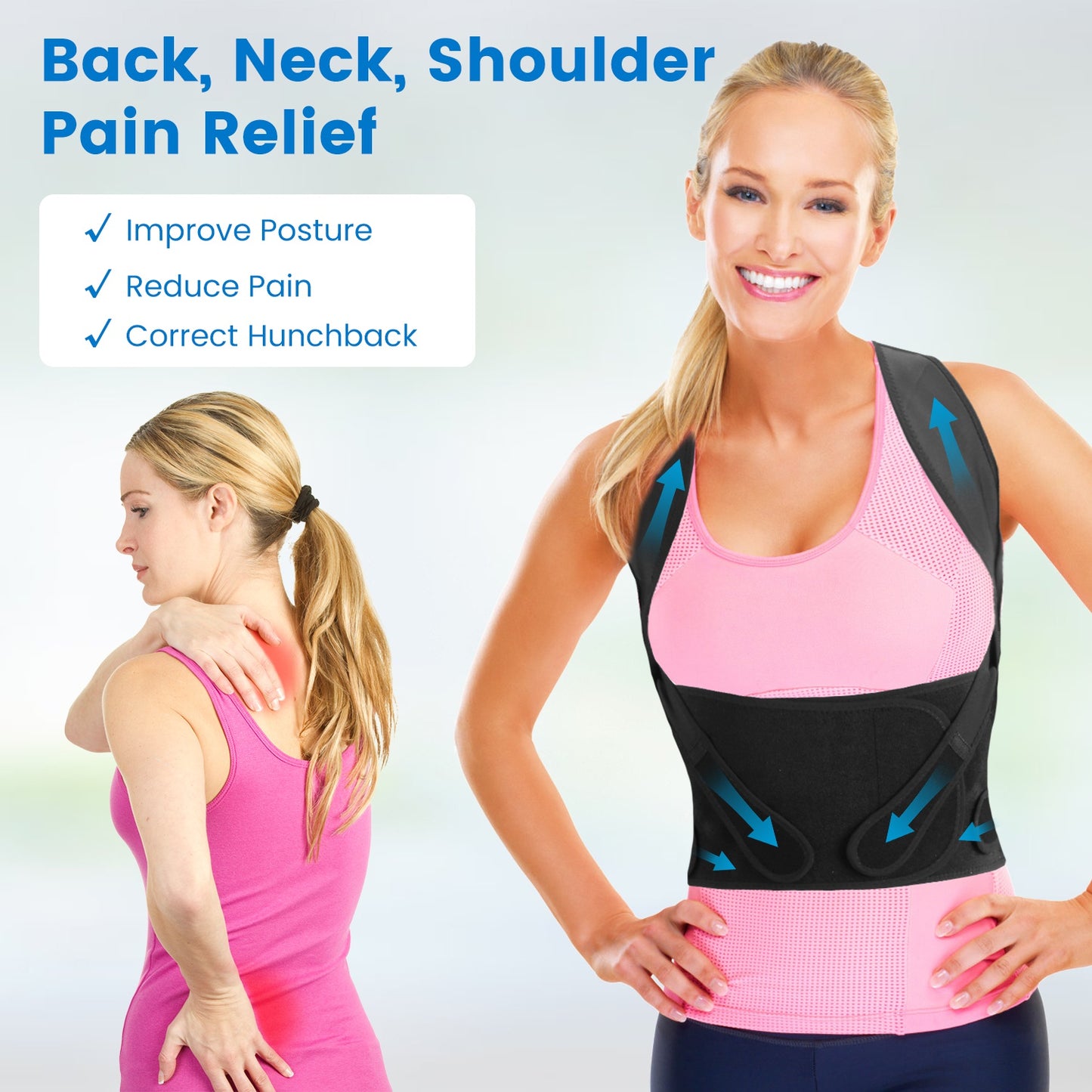 Adjustable Back Posture Corrector for Men & Women - Breathable Spine Support