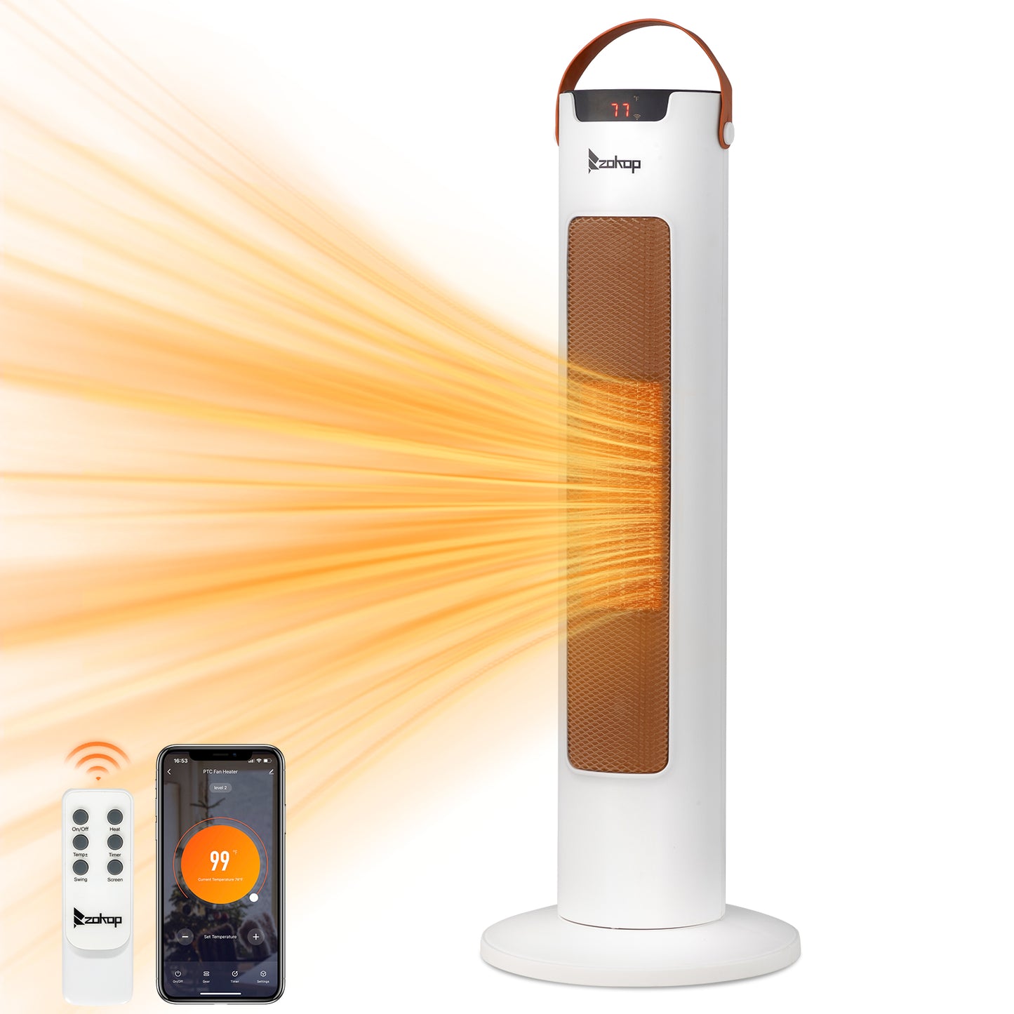 24-Inch Tower Space Heater 1500W WiFi App & Remote Control Thermostat