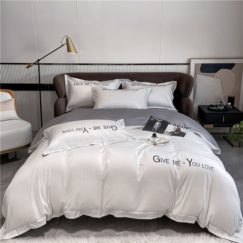 Home Washed Silk Bedding Set Four Piece Quilt Cover Bed Sheets Pillowcases
