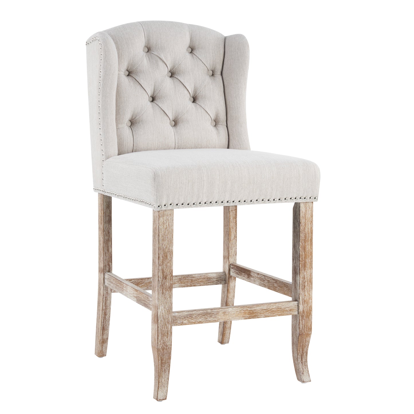 26.78 Seat Height Vienna Contemporary Fabric Tufted Wingback Counter