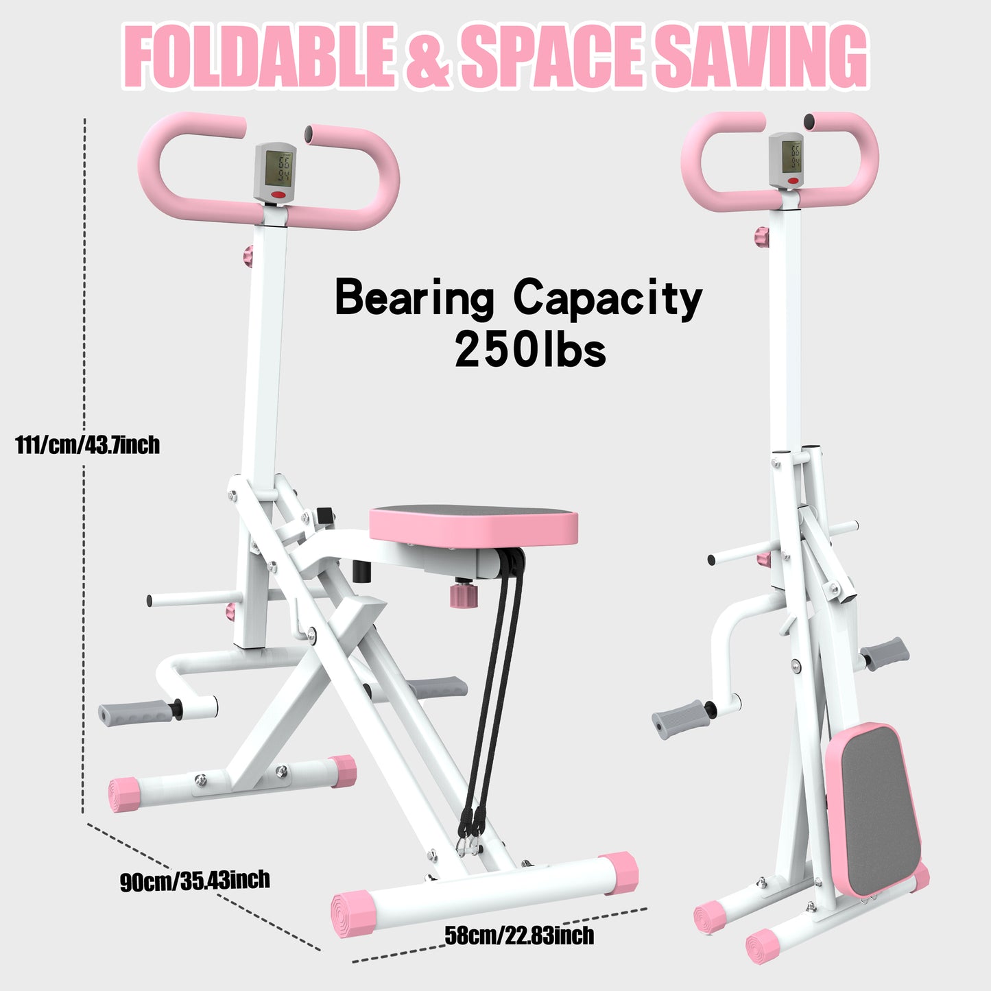 Foldable Squat Machine for Home - Glutes Workout Trainer - Pink