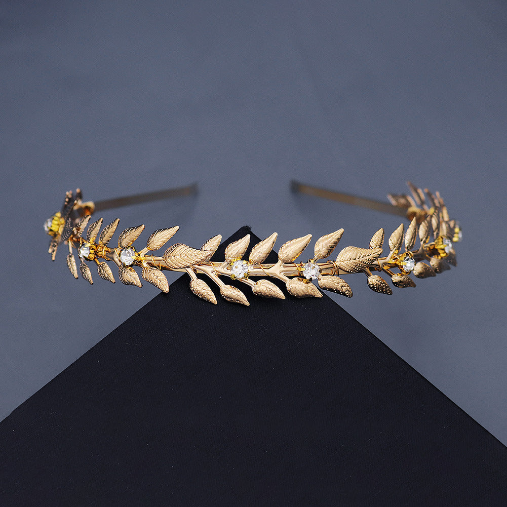 Gold Rhinestone Leaf Headband