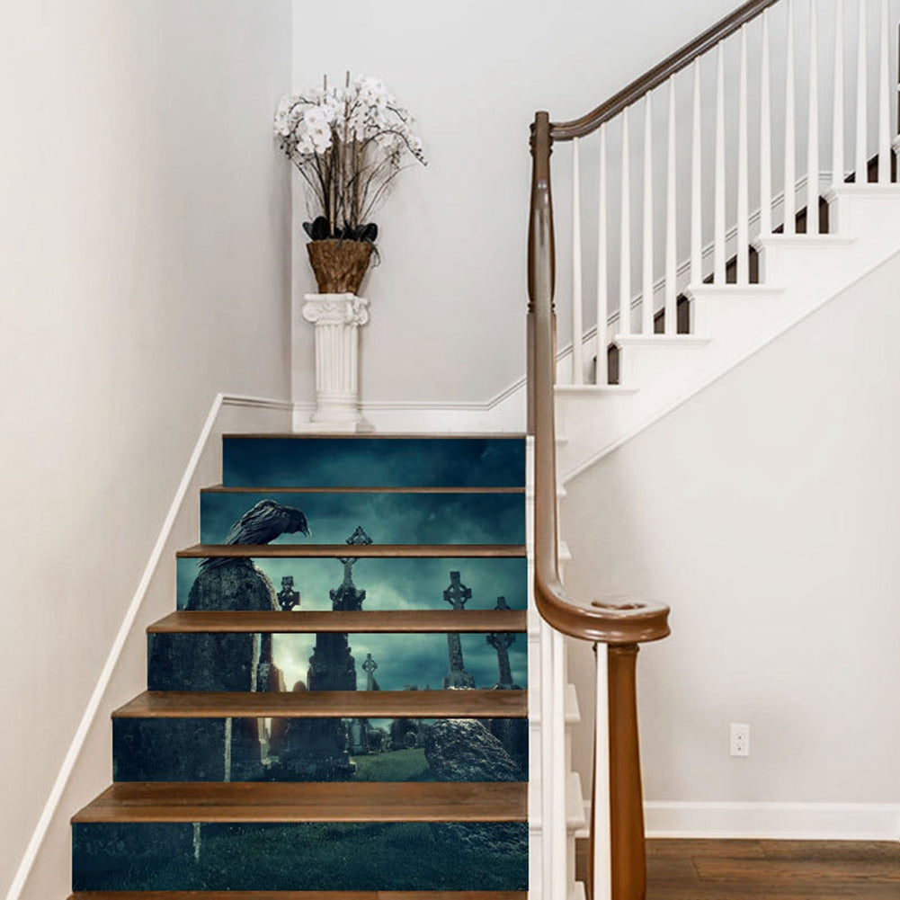Halloween 3D Waterproof Stair Wall Stickers - 6pcs Set