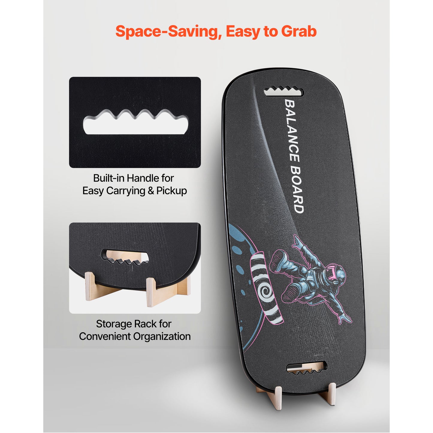 2-in-1 Wooden Balance Board Trainer with Roller & Storage Rack - Core & Physical Therapy Equipment