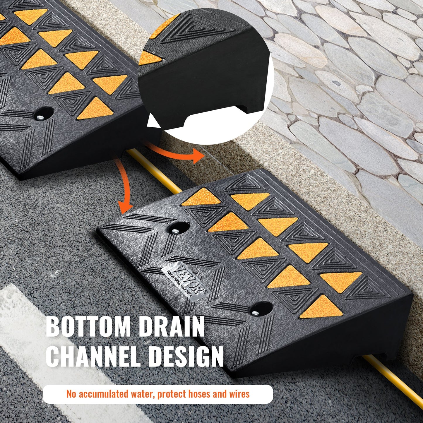 Heavy-Duty Rubber Curb Ramp 2 Pack - 15 Ton Capacity Driveway Thresholds