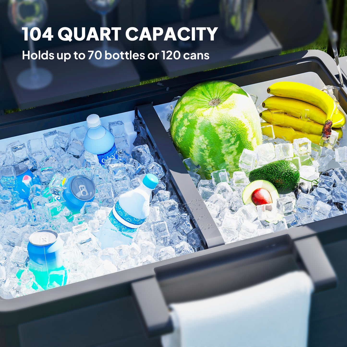 104 Quart Outdoor Cooler Cart with Bottle Opener - Black