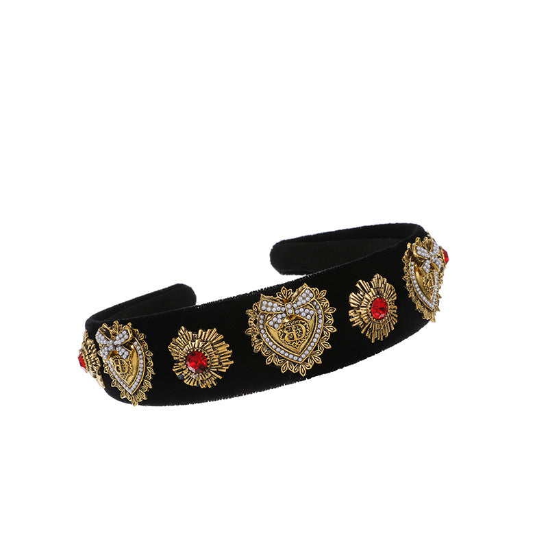 Women’s Fabric Diamond Round Headband with Chain Clip - Stylish Hair Accessory