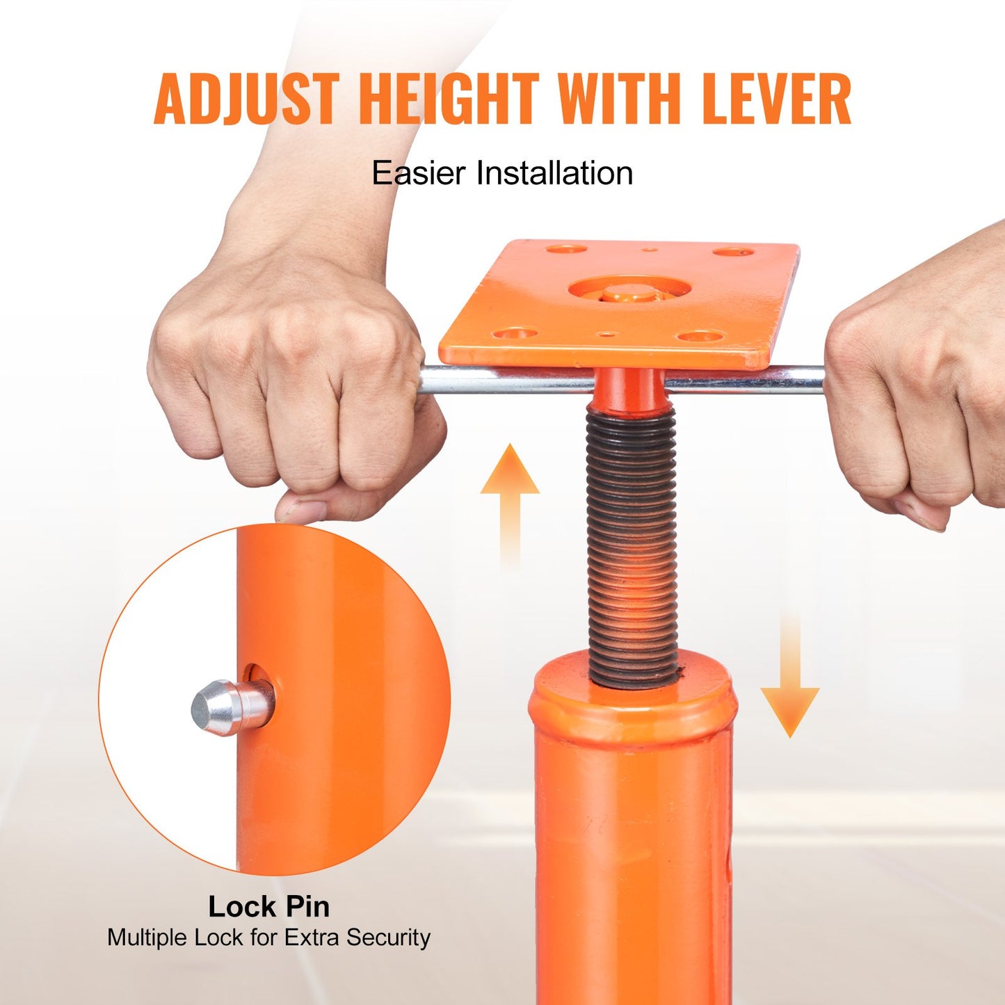Heavy-Duty Adjustable Floor Jack Post for House Leveling 56-100 Inches - Red