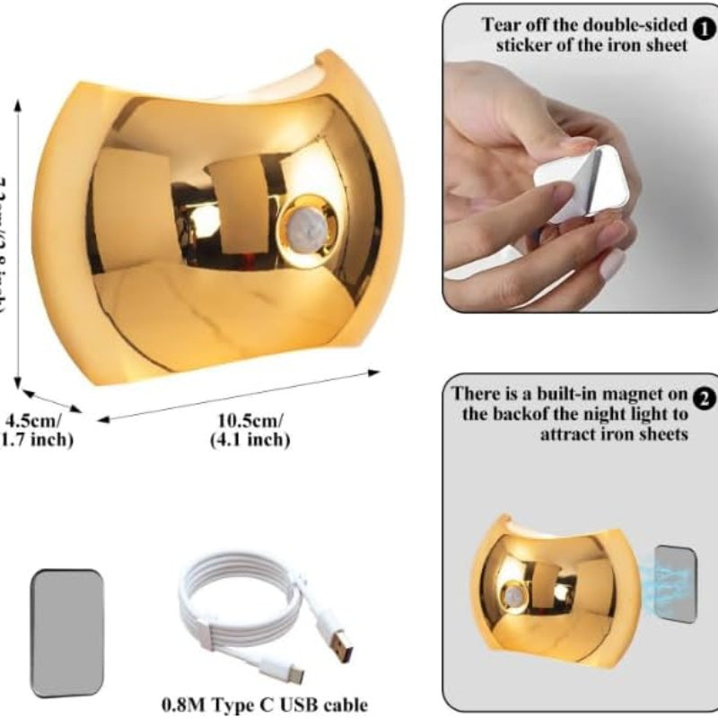 Rechargeable Magnetic LED Night Light Wall Sconce - 3 Color Modes, Motion Sensor, 2 or 4 Pack