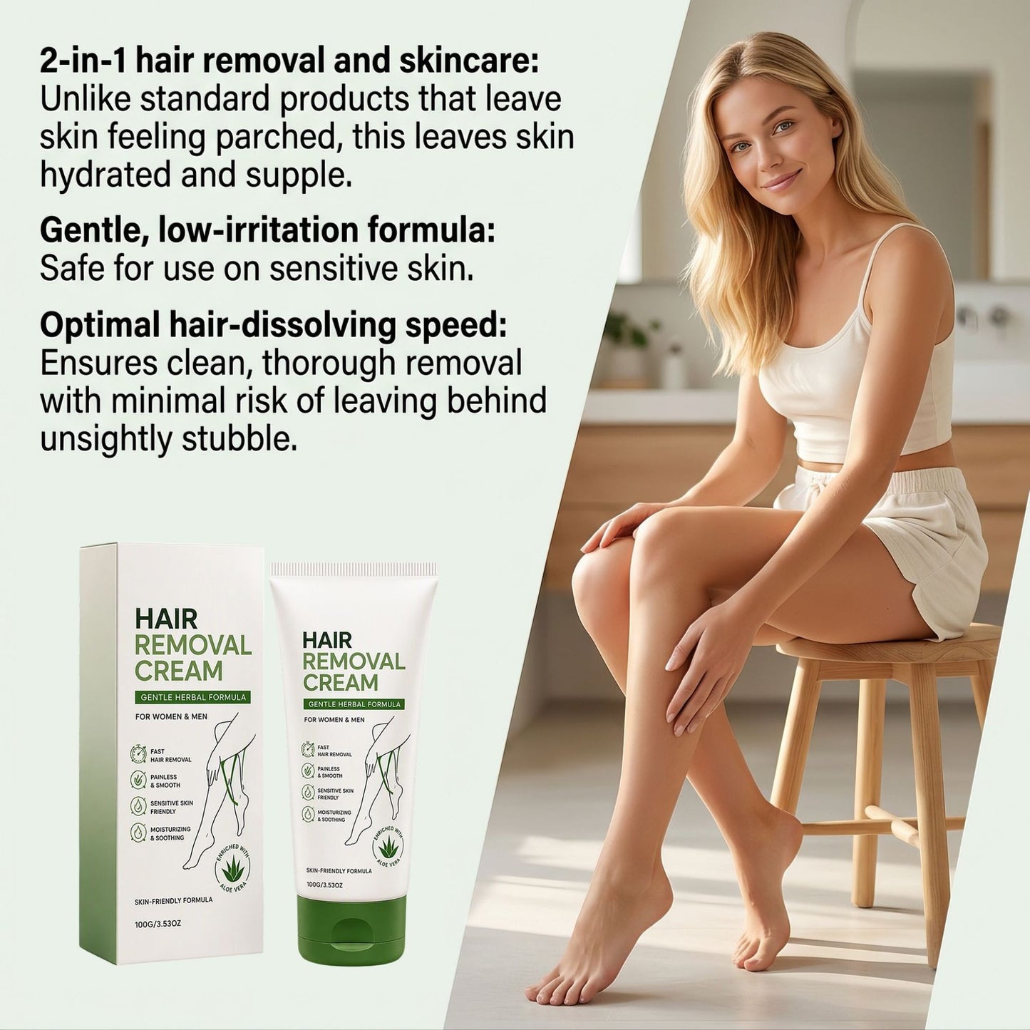 Aloe Herbal Hair Removal Cream 100g - Skin Care & Body Depilatory