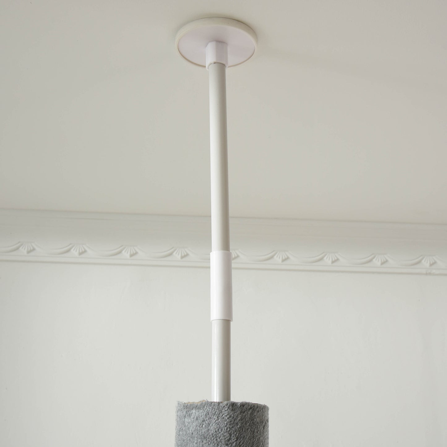 Height-Adjustable Floor-to-Ceiling Cat Tree with Scratching Posts & Toys - Light Grey