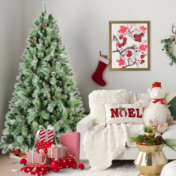 6ft Artificial Green Christmas Tree with Warm White LED Lights