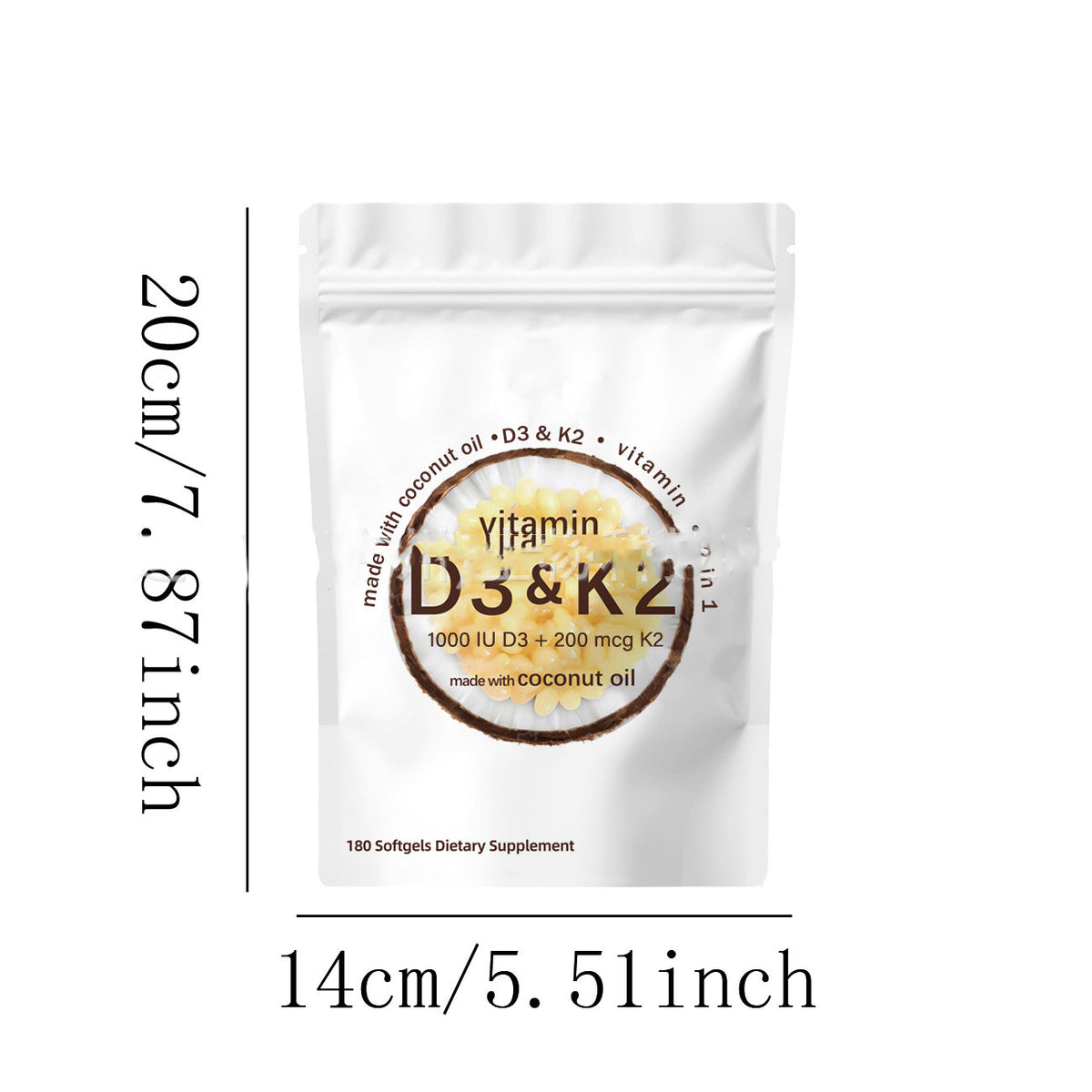 Vitamin D3 K2 Softgels 10,000 IU - Bone & Immune Support